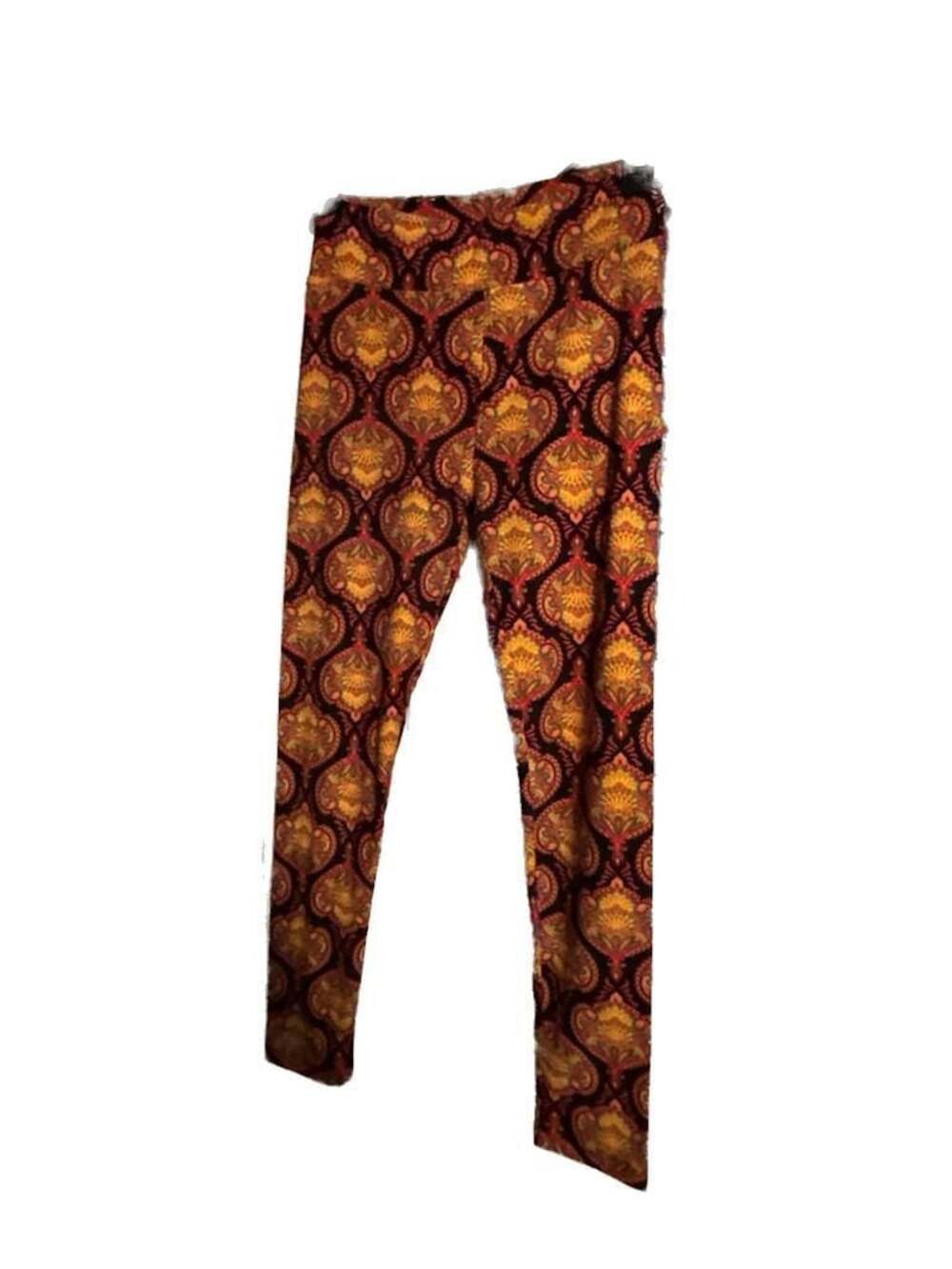 LuLaRoe One Size Black Paisley Print Leggings